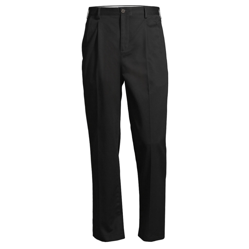 Lands End size 48T Traditional fit pleated black chinos. New